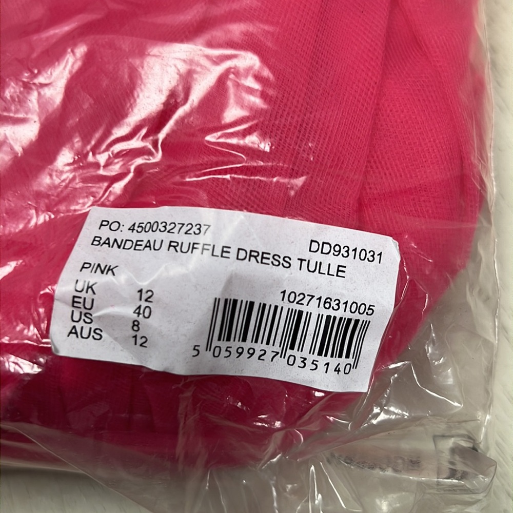 Missguided Pink Bandeau Ruffle Dress Tulle Size US 8 - Picture 15 of 15